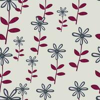 Cute flower seamless pattern. Naive art style. Hand drawn floral endless background. vector