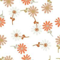 Naive flower seamless pattern. Cute floral endless background. vector