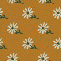 Doodle chamomile seamless pattern. Hand drawn ditsy print. Abstract floral ornament. Simple botanical backdrop. vector