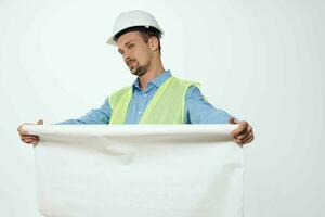 man in construction uniform Professional Job isolated background photo