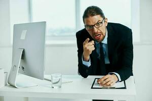 office worker with glasses self-confidence work executive photo