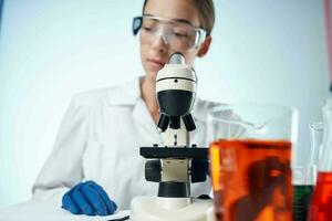 woman scientist research microbiology technology photo