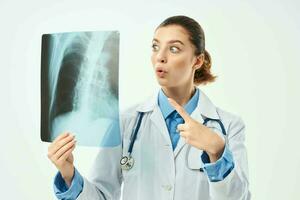 woman radiologist from examination x-ray emotion photo