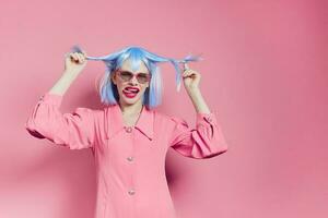 de moda mujer brillante maquillaje Moda Gafas de sol rosado antecedentes foto