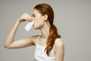 woman flu infection virus health problems isolated background photo