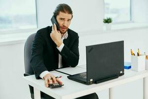 businessmen office work documents with a phone in hand Lifestyle photo