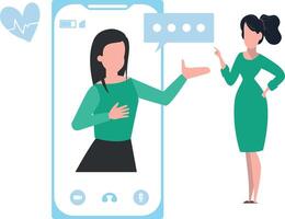 Girls are talking on mobile. vector