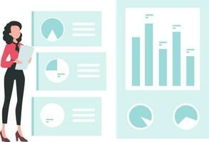 la niña está trabajando en un gráfico. vector