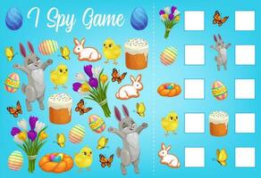 I spy kids game with Easter characters worksheet vector