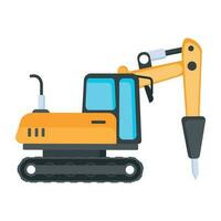 Trendy Drilling Excavator vector