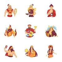 A Catchy Set of Ancient Lords Flat Illustrations vector