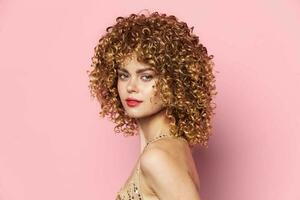 Attractive girl Curly hair attractive look charm smile lifestyle charm photo