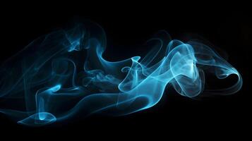 azul fumar efecto resumen en negro antecedentes ,generativo ai foto