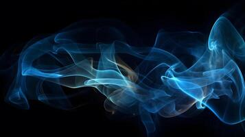 azul fumar efecto resumen en negro antecedentes ,generativo ai foto