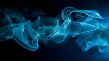 blue smoke effect abstract on black background , photo