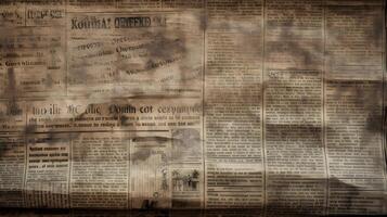 antiguo periódico textura,periódico fondo de pantalla ,generativo ai foto