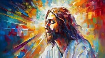 petróleo pintura ilustración de Jesús Cristo en resumen estilo ,generativo ai foto