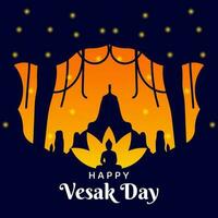 happy vesak day, greeting card and poster design for vesak day. Vesak Day is a holy day for Buddhists. vector