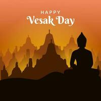 happy vesak day, greeting card and poster design for vesak day. Vesak Day is a holy day for Buddhists. vector