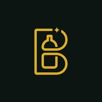 logo with letter b shape and drink bottle in line style vector