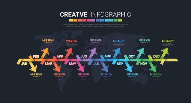 Timeline business for 12 months, Infographics element design and Presentation can be used for Business concept with 12 options. vector