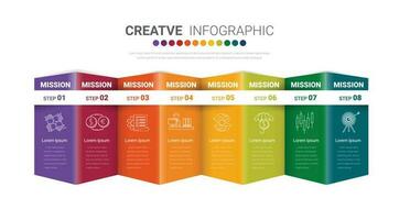 vector infografía etiqueta diseño con íconos y 8 opciones o pasos. infografia para negocio concepto. lata ser usado para presentaciones bandera, flujo de trabajo disposición, proceso diagrama, fluir cuadro, informacion grafico