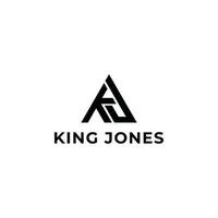 Abstract initial letter KJ or JK logo in black color isolated in white background. Elegant Simple Initials or Monogram Letters J and K logo design. Triangle Letter KJ for Real Estate Agent logo vector