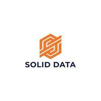 Abstract initial letter SD or DS logo in orange color isolated in white background. SD initial hexagon logo vector