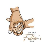 Happy fathers day the father hand holding child illustration vector