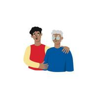 Happy Father's Day. Diversity of male generation. Son and father, grandparent, pensioner. African american characters in vector cartoon style