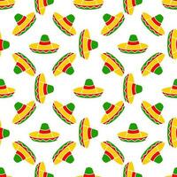 Sombrero hats doodle illustration seamless pattern. vector