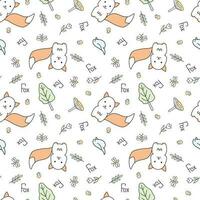 Vector illustration of cute fox seamless pattern