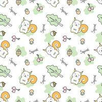Vector illustration of cute squirrel seamless pattern