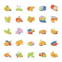 Set of Dry Fruits Flat Icons vector