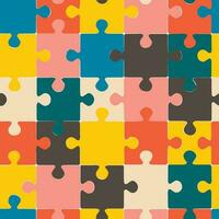 Multicolor puzzles. Vector seamless pattern for print, textile, paper. Flat trending design.