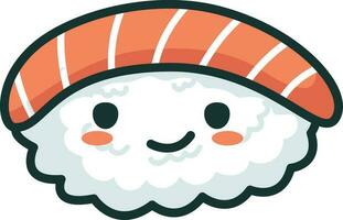 linda Sushi ilustración, vector, personaje, atún, mariscos, sashimi, kawaii vector