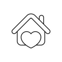 Heart with home vector. House with heart illustration sign. beloved home symbol. vector