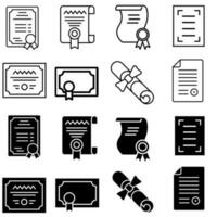 Certificate vector icon set. Diploma illustration sign collection. document symbol.