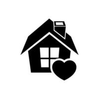 Heart with home vector. House with heart illustration sign. beloved home symbol. vector