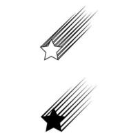 disparo estrellas icono vector. cometa cola o estrella sendero ilustración signo. fuegos artificiales símbolo o logo. vector