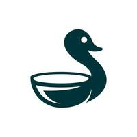 Duck Animal With Bowl Creative Logo vector