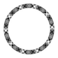 Circle borders and frames vector. Round border pattern geometric vintage frame design. Scottish tartan plaid fabric texture. Template for gift card, collage, scrapbook or photo album and portrait. vector