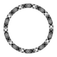 Circle borders and frames vector. Round border pattern geometric vintage frame design. Scottish tartan plaid fabric texture. Template for gift card, collage, scrapbook or photo album and portrait. vector