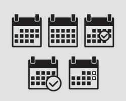 Set calendar icons vector flat line design