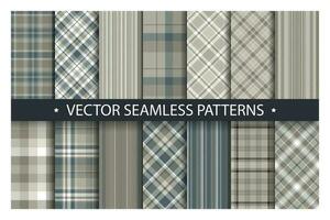 Set plaid pattern seamless. Tartan patterns fabric texture. Checkered geometric vector background. Scottish stripe blanket backdrop