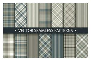 Set plaid pattern seamless. Tartan patterns fabric texture. Checkered geometric vector background. Scottish stripe blanket backdrop