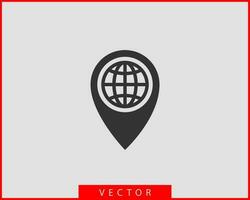 Earth globe vector icon symbol world map.