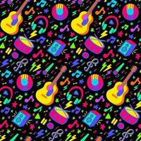 Neon Music Seamless Pattern Illumination vector
