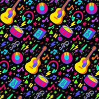 Neon Music Seamless Pattern Illumination vector