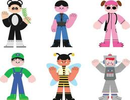 set of children.  children different dresses. vector illustration. Children day